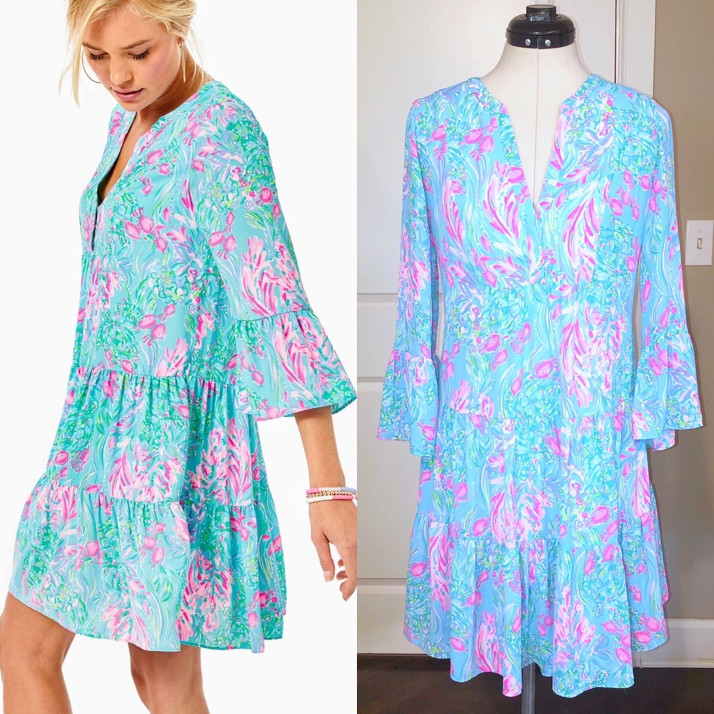 HTF Lilly Pulitzer Gabriel Dress Size 6 in Amalfi Blue Best Fishes